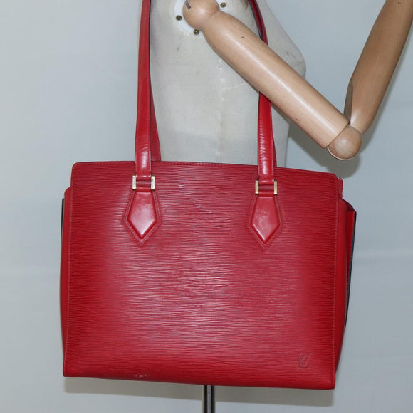 LOUIS VUITTON Epi Duplex Tote Bag Red M52427 LV Auth 133839