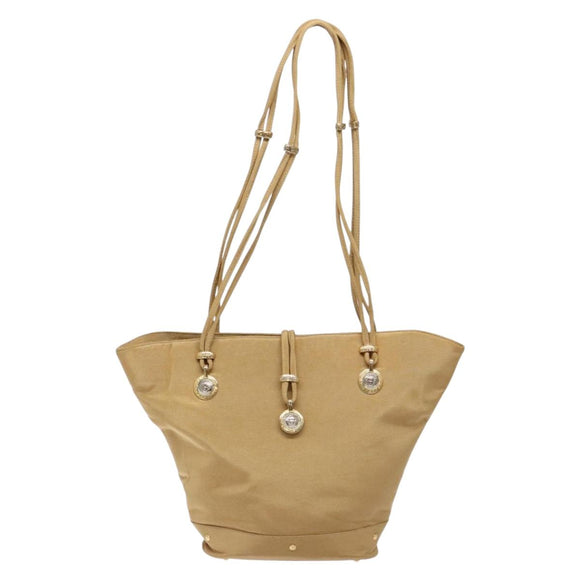 Gianni Versace Shoulder Bag Canvas Beige Gold Auth 133846