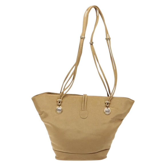 Gianni Versace Shoulder Bag Canvas Beige Gold Auth 133846