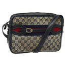 GUCCI GG Canvas Sherry Line Shoulder Bag Vintage Navy Gold Auth 133847-1