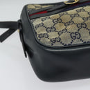 GUCCI GG Canvas Sherry Line Shoulder Bag Vintage Navy Gold Auth 133847-9
