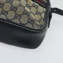 GUCCI GG Canvas Sherry Line Shoulder Bag Vintage Navy Gold Auth 133847-14