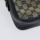 GUCCI GG Canvas Sherry Line Shoulder Bag Vintage Navy Gold Auth 133847-15