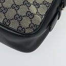GUCCI GG Canvas Sherry Line Shoulder Bag Vintage Navy Gold Auth 133847-16