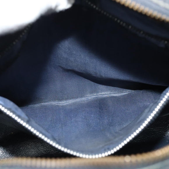 GUCCI GG Canvas Sherry Line Shoulder Bag Vintage Navy Gold Auth 133847