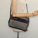 GUCCI GG Canvas Sherry Line Shoulder Bag Vintage Navy Gold Auth 133847-19