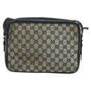 GUCCI GG Canvas Sherry Line Shoulder Bag Vintage Navy Gold Auth 133847-2