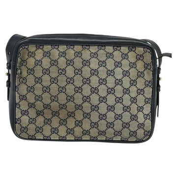 GUCCI GG Canvas Sherry Line Shoulder Bag Vintage Navy Gold Auth 133847 - 0