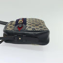 GUCCI GG Canvas Sherry Line Shoulder Bag Vintage Navy Gold Auth 133847-3