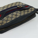 GUCCI GG Canvas Sherry Line Shoulder Bag Vintage Navy Gold Auth 133847-6