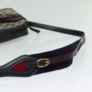 GUCCI GG Canvas Sherry Line Shoulder Bag Vintage Navy Gold Auth 133847-7