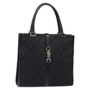 GUCCI GG Canvas Jackie Hand Bag Black Silver 002 1065 3444 Auth 133856-1