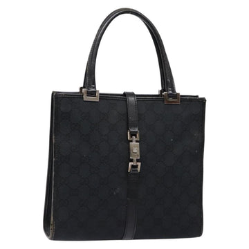 GUCCI GG Canvas Jackie Hand Bag Black Silver 002 1065 3444 Auth 133856