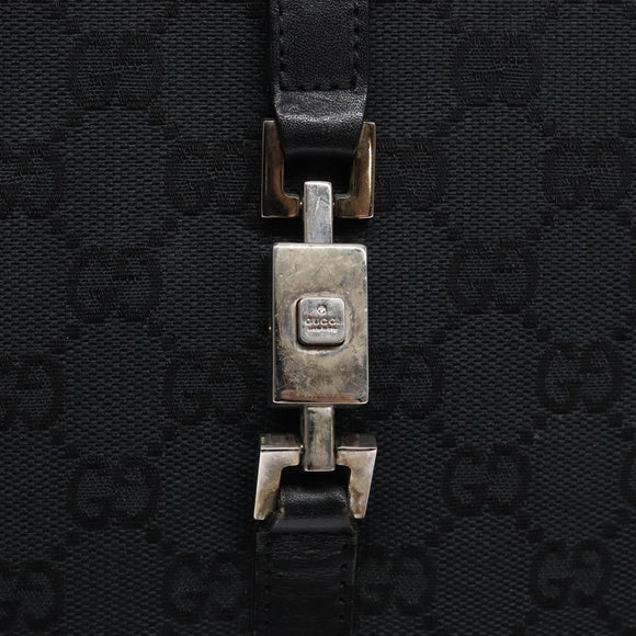 GUCCI GG Canvas Jackie Hand Bag Black Silver 002 1065 3444 Auth 133856