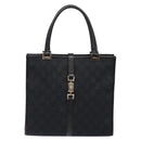 GUCCI GG Canvas Jackie Hand Bag Black Silver 002 1065 3444 Auth 133856-13