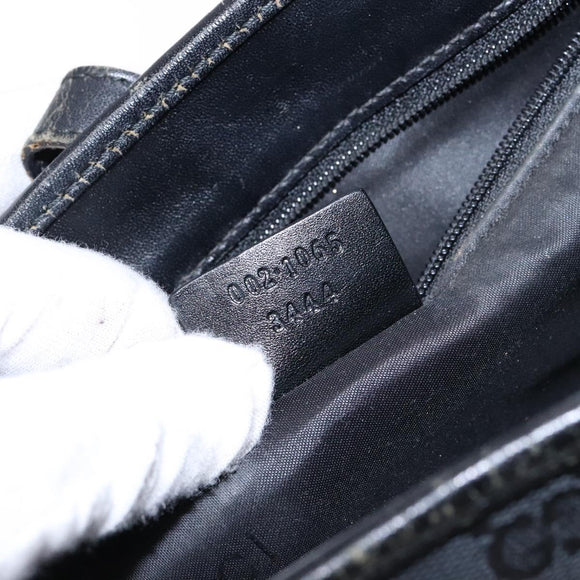 GUCCI GG Canvas Jackie Hand Bag Black Silver 002 1065 3444 Auth 133856
