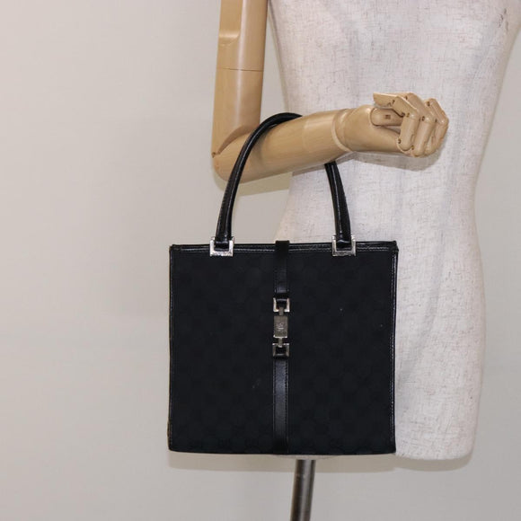 GUCCI GG Canvas Jackie Hand Bag Black Silver 002 1065 3444 Auth 133856