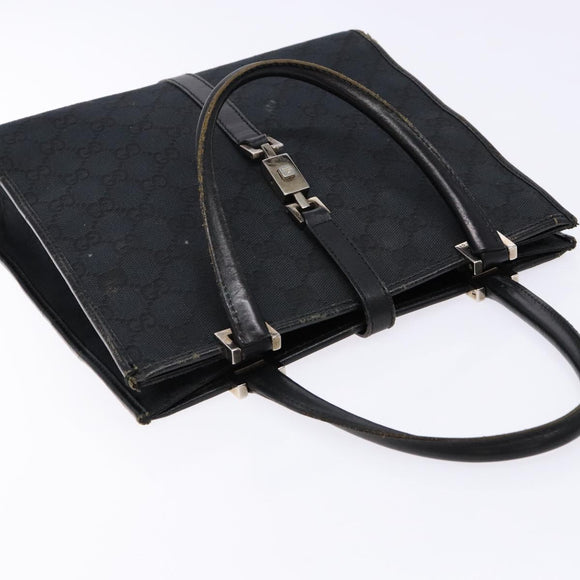 GUCCI GG Canvas Jackie Hand Bag Black Silver 002 1065 3444 Auth 133856