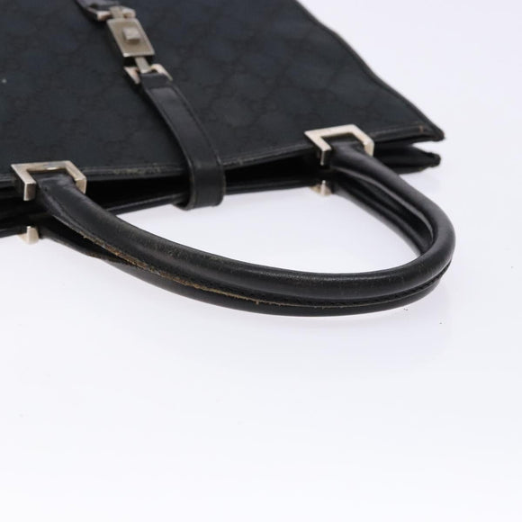 GUCCI GG Canvas Jackie Hand Bag Black Silver 002 1065 3444 Auth 133856