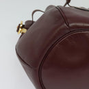 CARTIER Must Line Shoulder Bag Leather Bordeaux Gold Auth 133861-10