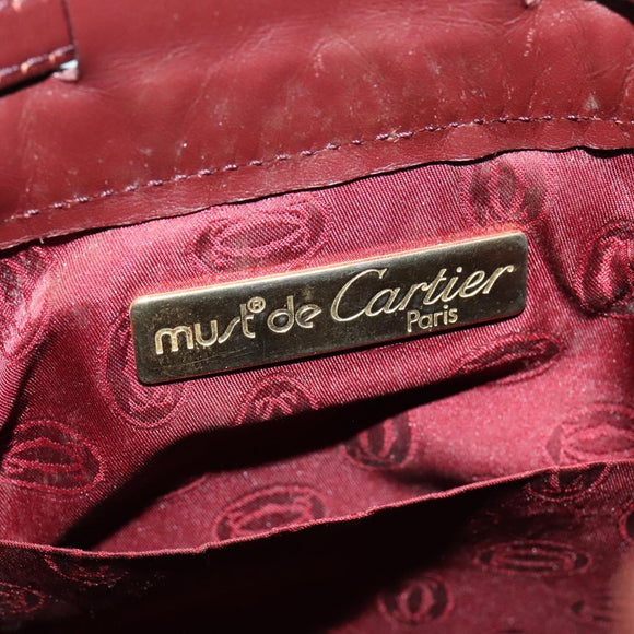 CARTIER Must Line Shoulder Bag Leather Bordeaux Gold Auth 133861