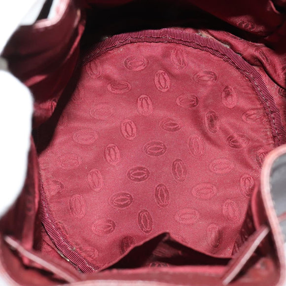 CARTIER Must Line Shoulder Bag Leather Bordeaux Gold Auth 133861