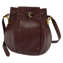 CARTIER Must Line Shoulder Bag Leather Bordeaux Gold Auth 133861-2