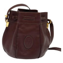 CARTIER Must Line Shoulder Bag Leather Bordeaux Gold Auth 133861-3