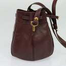 CARTIER Must Line Shoulder Bag Leather Bordeaux Gold Auth 133861-4