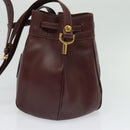 CARTIER Must Line Shoulder Bag Leather Bordeaux Gold Auth 133861-5
