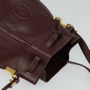 CARTIER Must Line Shoulder Bag Leather Bordeaux Gold Auth 133861-6