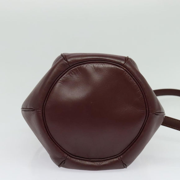 CARTIER Must Line Shoulder Bag Leather Bordeaux Gold Auth 133861