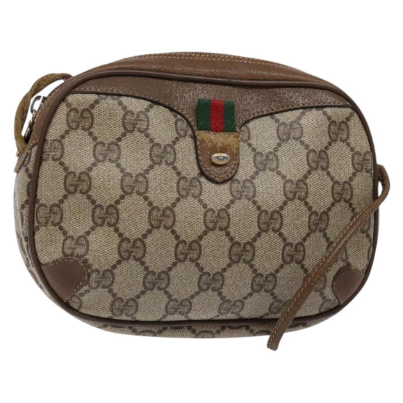 GUCCI GG Supreme Web Sherry Line Shoulder Bag PVC Beige 89 02 066 Auth 133869