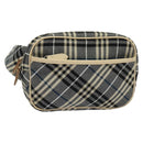 BURBERRY Nova Check Blue Label Waist bag Canvas Blue Silver Auth 133875-1