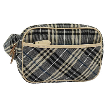 BURBERRY Nova Check Blue Label Waist bag Canvas Blue Silver Auth 133875