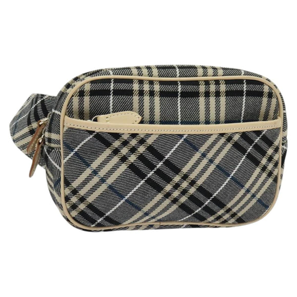 BURBERRY Nova Check Blue Label Waist bag Canvas Blue Silver Auth 133875