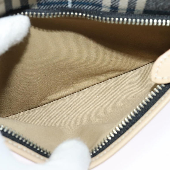 BURBERRY Nova Check Blue Label Waist bag Canvas Blue Silver Auth 133875