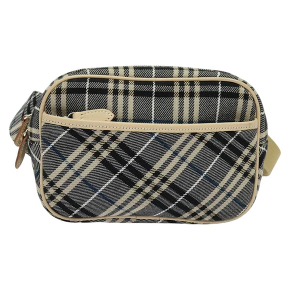 BURBERRY Nova Check Blue Label Waist bag Canvas Blue Silver Auth 133875
