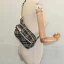 BURBERRY Nova Check Blue Label Waist bag Canvas Blue Silver Auth 133875-20