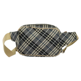 BURBERRY Nova Check Blue Label Waist bag Canvas Blue Silver Auth 133875 - 0
