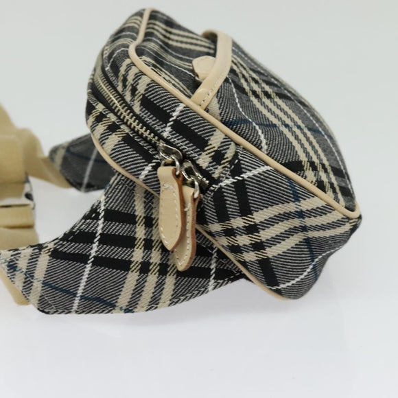 BURBERRY Nova Check Blue Label Waist bag Canvas Blue Silver Auth 133875