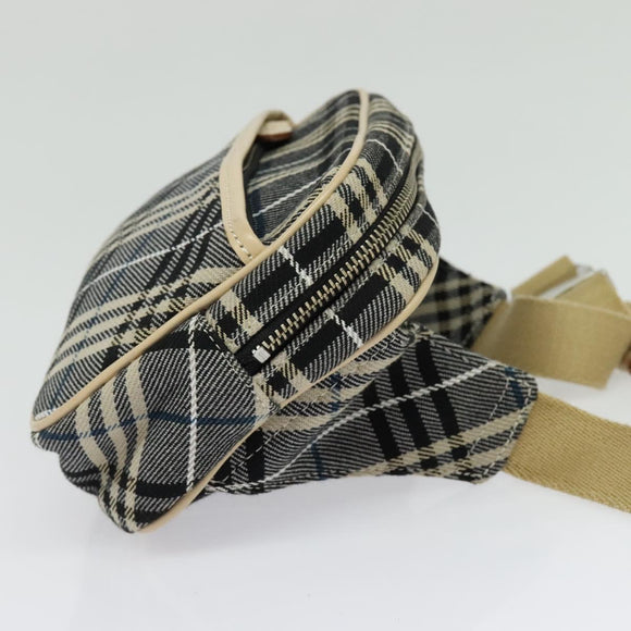 BURBERRY Nova Check Blue Label Waist bag Canvas Blue Silver Auth 133875