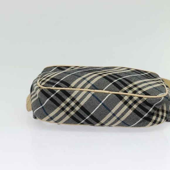 BURBERRY Nova Check Blue Label Waist bag Canvas Blue Silver Auth 133875