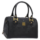 MCM Logogram Vicetos Hand Bag PVC Black Gold Auth 133885-1