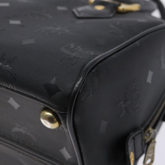 MCM Logogram Vicetos Hand Bag PVC Black Gold Auth 133885