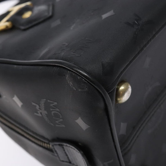MCM Logogram Vicetos Hand Bag PVC Black Gold Auth 133885