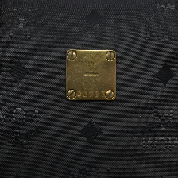 MCM Logogram Vicetos Hand Bag PVC Black Gold Auth 133885