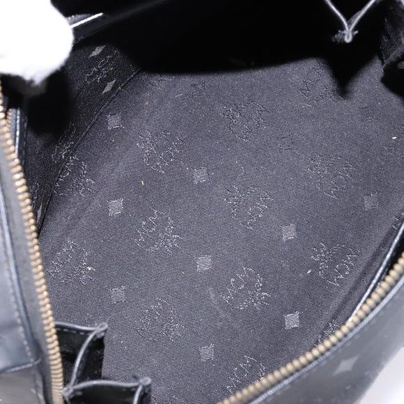 MCM Logogram Vicetos Hand Bag PVC Black Gold Auth 133885