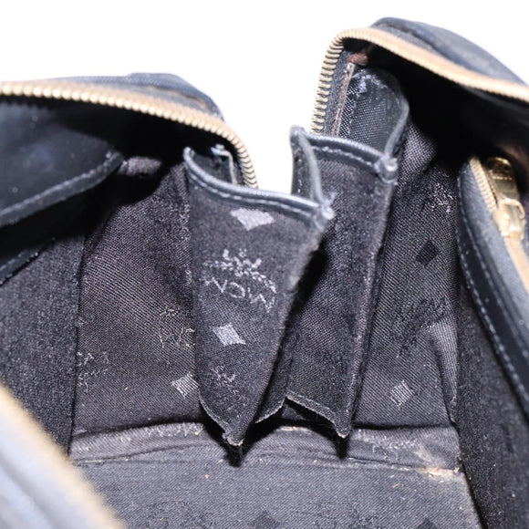 MCM Logogram Vicetos Hand Bag PVC Black Gold Auth 133885