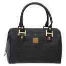 MCM Logogram Vicetos Hand Bag PVC Black Gold Auth 133885-2